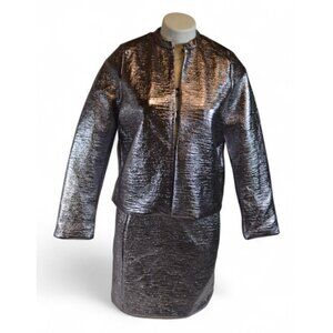 ICHI Chic Dark Gull Metallic Jacket & Skirt Set Size: Small – NWT 2-Piece Outfit